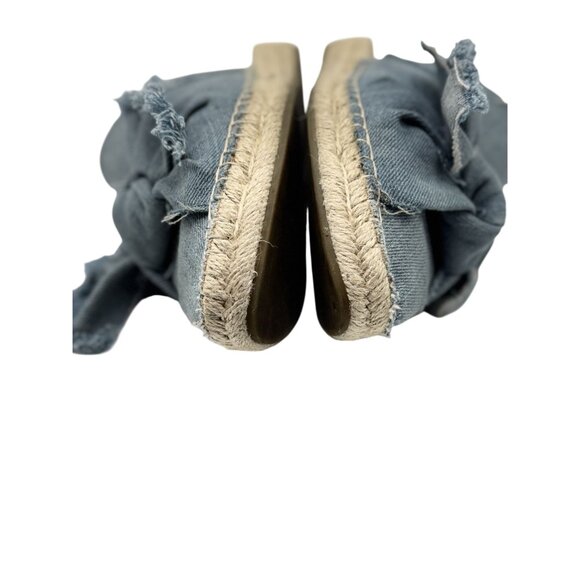 Sam Edelman Womens Sandals Size 7.5M Denim Espadrille With Bow Detail & Frayed E - Picture 9 of 11